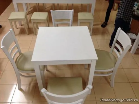 Bộ bàn 4 ghề dựa màu trắng - Bộ bàn 4 ghề dựa màu trắng
