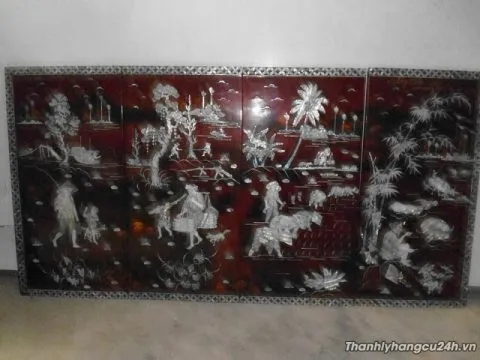 tranh sơn mài làng quê