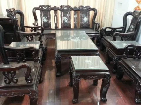 Bàn ghế tay 10 gỗ cẩm lai