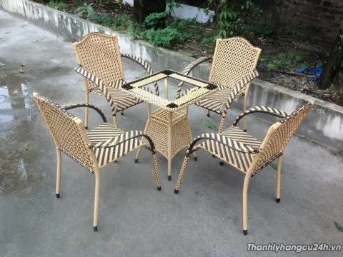 bàn ghế cafe giả mây